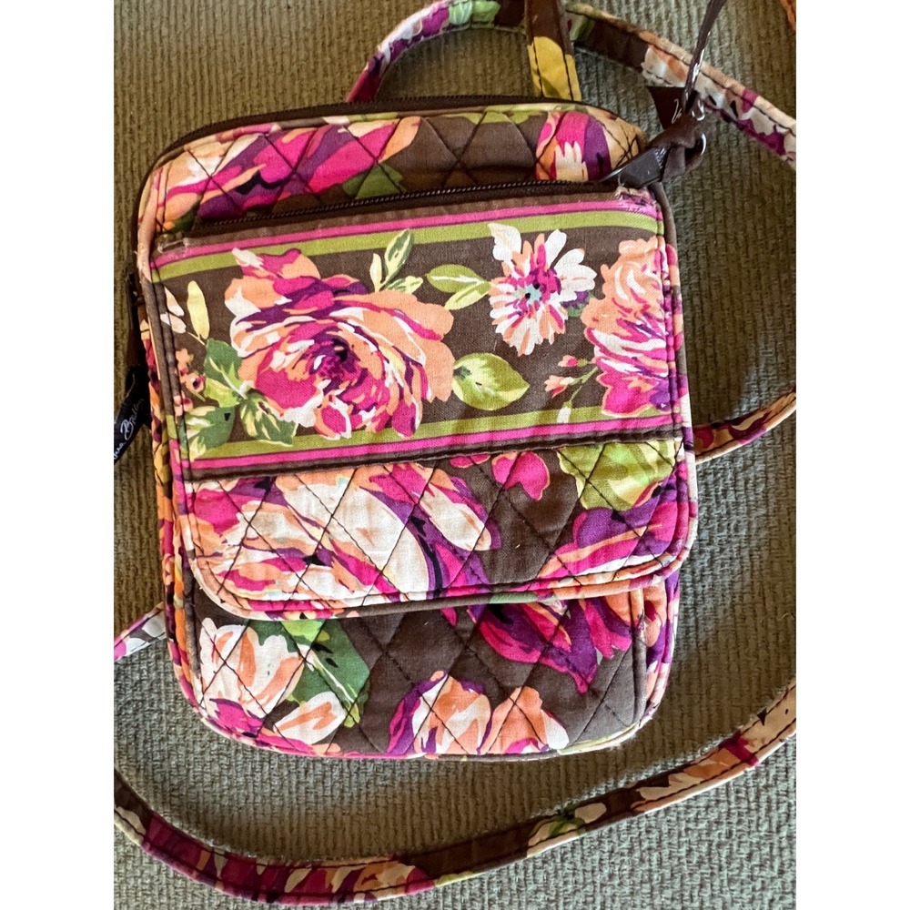 Vera Bradley Crossbody Bag Women One Size Brown Floral Quilted Cotton Boho Purse